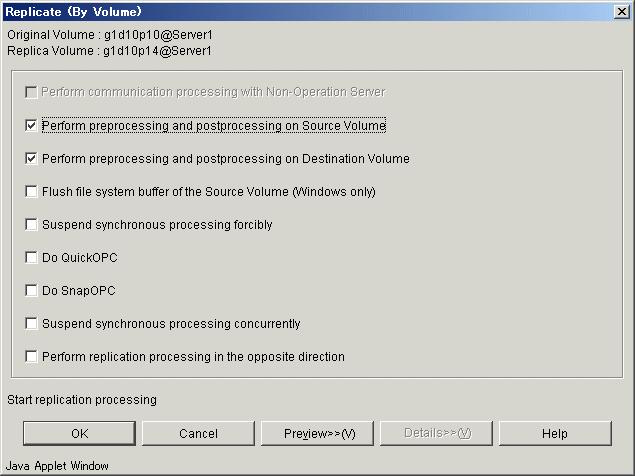 5 Change mode for synchronous processing in the opposite direction You can change the mode for synchronous processing from replica volume to original volume by clicking in the checkbox. 4.3.
