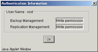 2.2.6 Authentication information dialog Permission information about logged-in users is displayed in this dialog.