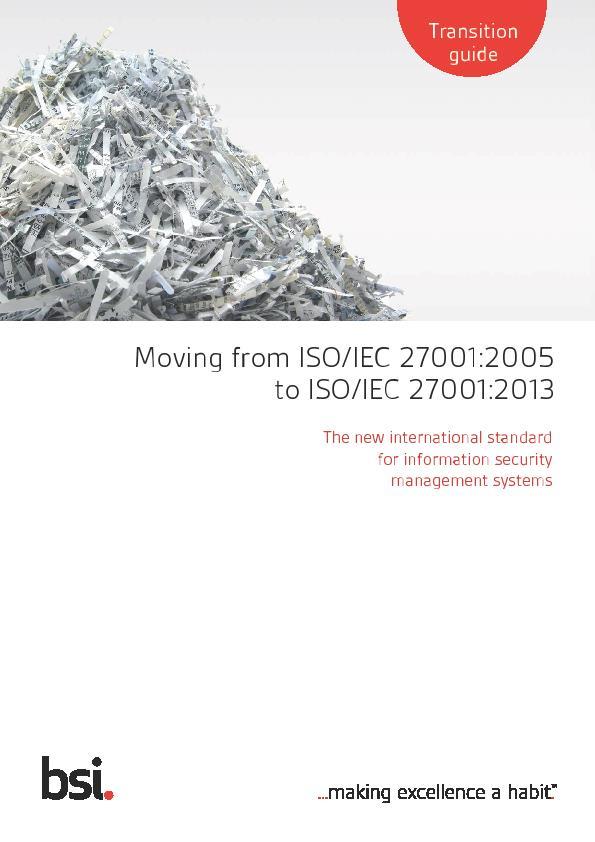 Transition to ISO/IEC 27001:2013 Transition