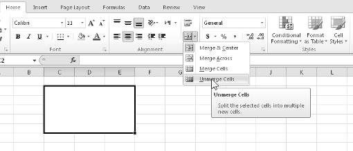 Part I: Getting Started with Excel l Simple buttons: Click the button, and it does its thing. An example of a simple button is the Increase Font Size button in the Font group of the Home tab.