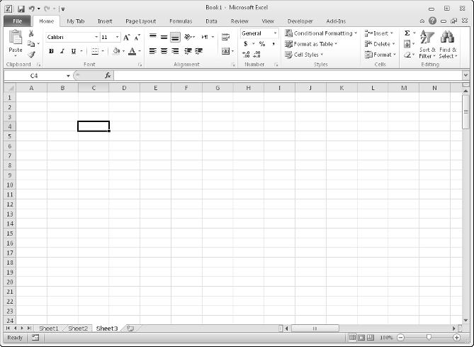 Part I: Getting Started with Excel FIGURE 1.1 The Excel screen has many useful elements that you will use often.