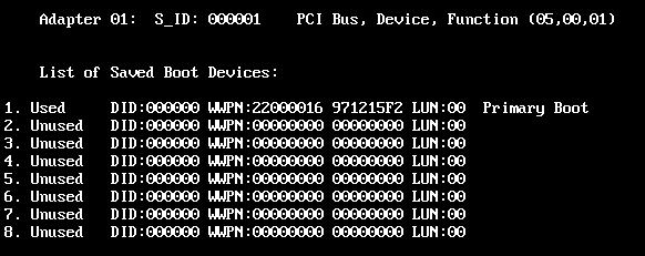 4. Server Settings 4.3. FC Controller BIOS Settings The boot device list is displayed again.