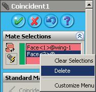 Step 3. Press X key on keyboard to allow only face selection. Step 4. Click Mate on the Assemblies toolbar. Step 5.