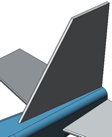 Click inside bottom face of the v stab (root) and the top face of the fuselage, Fig. 22. Step 6. Click Add/Finish Mate add a Concentric mate.
