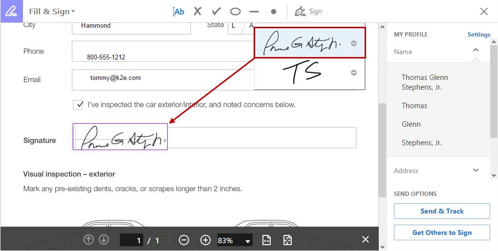 If you do not have a signature or initials saved, Acrobat DC will prompt you to add them.