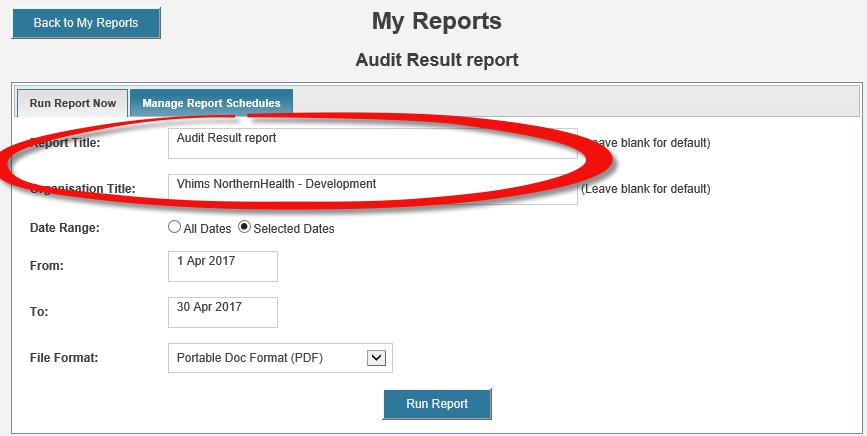 Select the Run Report Now tab To filter the My Reports being displayed 1. Beneath each column heading is a white text box where you can add filter criteria to your list 3.