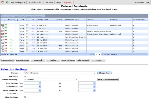 Entered Incidents page To finalize an Incident from an opened Incident 1. Click on the Finalize button 2.