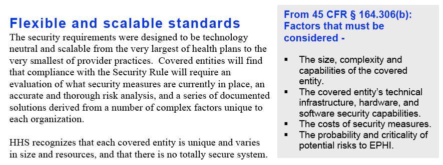 Security Rule Safeguards (major sections) Physical Safeguards Technical Safeguards Organizational Requirements 34 The Security Rule contains standards and implementation specifications that are