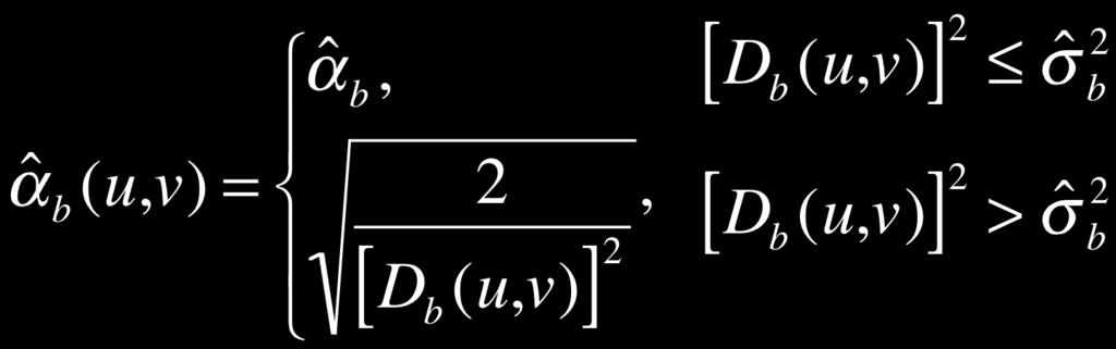 3.3.6. α Parameter Estimation at DCT Coefficient (u,v) Level This final step is the estimation of the α parameter for the DCT coefficient at position (u,v) using equation (3.7). (3.7) The solution in (3.