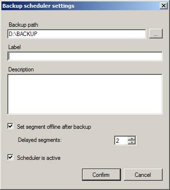 3.6 Managing Process Historian Backing up segments automatically and setting them "Offline" 1. Click the "Settings" button in the "Archive segments" area. 2.