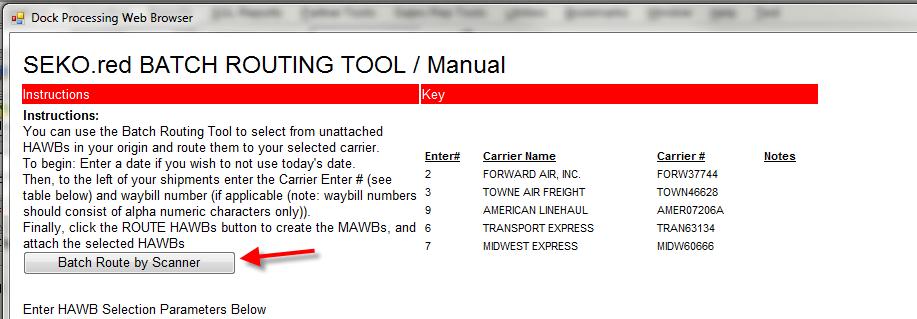to the Batch Routing Tool (also accessible in SEKO RED.NA).