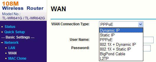 Appendix Appendix 1 Port Mapping The following settings are for TP-LINK router (TL-WR641G). The settings vary depending on different models of routers. 1. Select the WAN Connection Type, as shown below: Figure A.