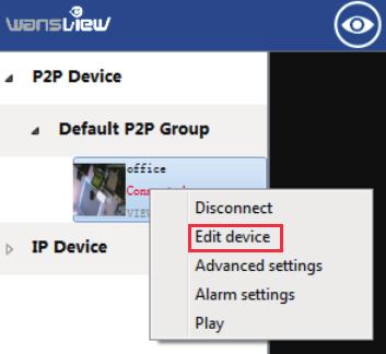 Edit Device, here can change the Device Name and Group; and edit the username