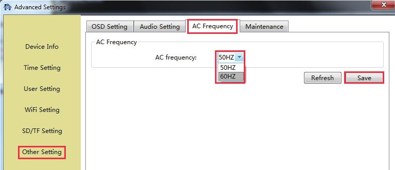 3) AC Frequency User can adjust the power frequency, Power