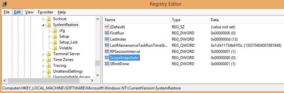 Figure 5) ScopeSnapshots setting in Registry Editor tool. To complete the backup successfully, set the registry entry as recommended by Microsoft and restart the backup job.