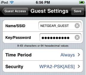 You can use the Refresh button to update the screen at any time. 3. Tap the guest access settings that you want to change to go to detail screens. Name/SSID.