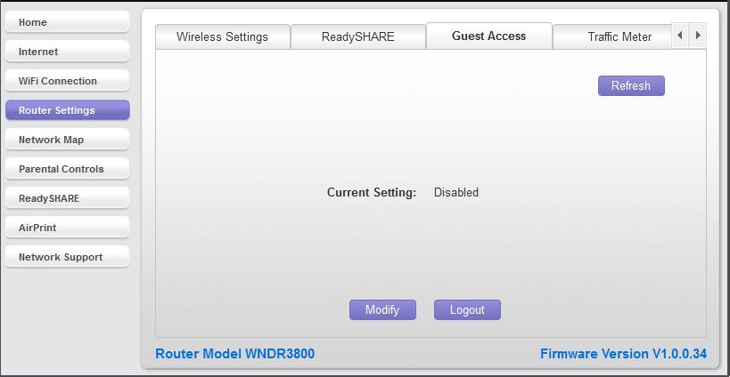 Guest Access If your router supports a guest wireless network, you can view and change the settings.