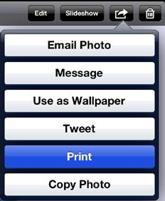 3. Tap the action icon, and tap Print. 4. Tap Select Printer if there is not a printer assigned yet. 5.
