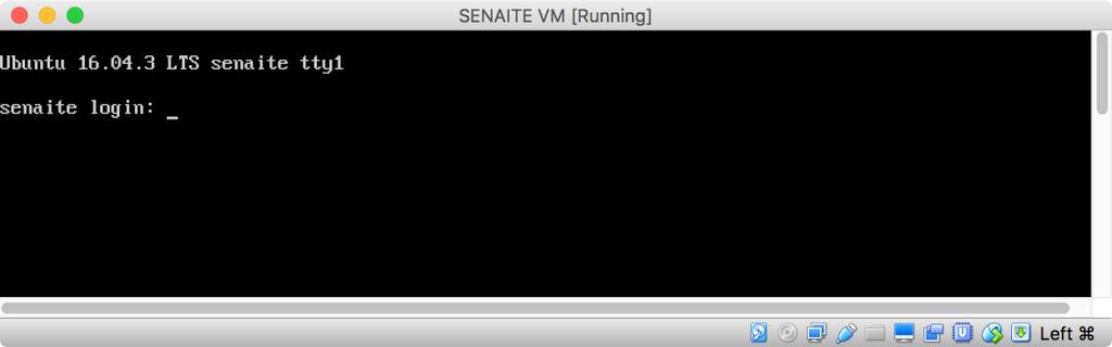 SENAITE LIMS VM 4 After you started the VM, you should see the login screen of the Ubuntu Server.