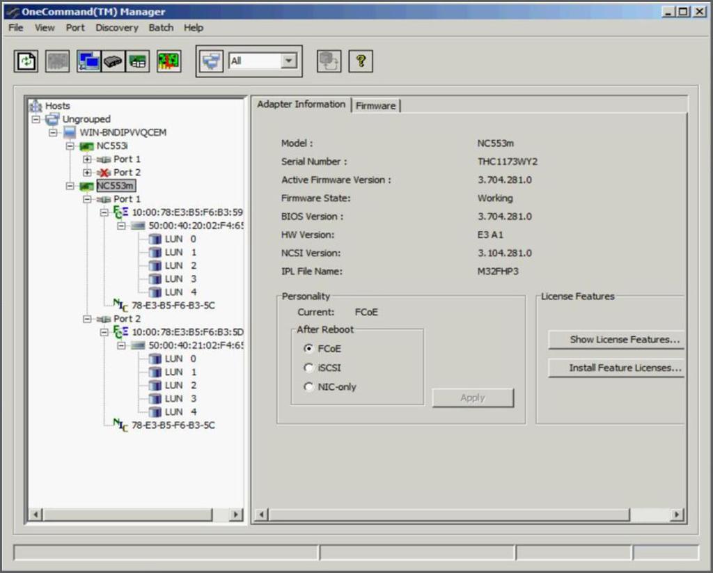 Figure 6 shows a server that has successfully connected to the SAN. Figure 6.