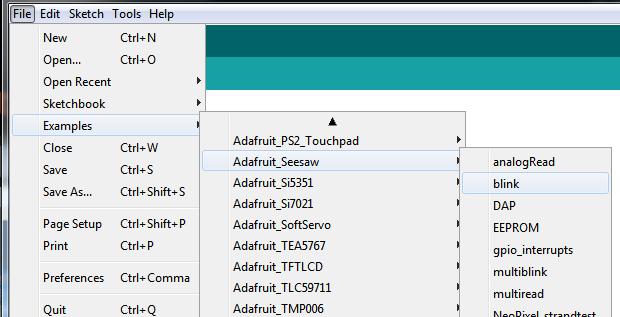 Rename the uncompressed folder Adafruit_Seesaw and check that the Adafruit_Seesaw folder contains Adafruit_Seesaw.cpp and Adafruit_Seesaw.