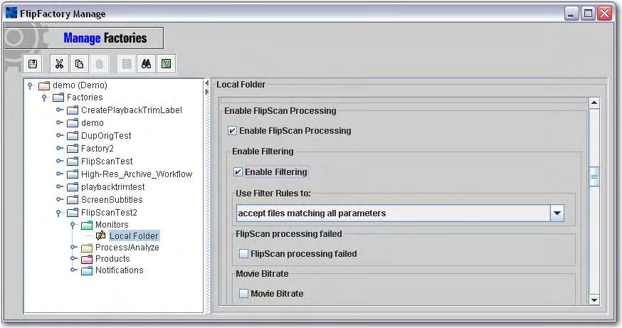 Figure 3. Check Enable FlipScan Processing to enable FlipScan and display options. 4. Check Enable FlipScan Processing to pre-process files submitted to the monitor. 5.