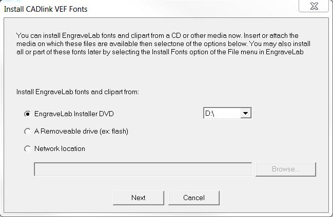 Choose to copy your fonts and clipart to your hard drive for increased performance on the next screen and click OK.