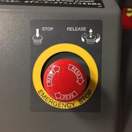Turn the Emergency Stop (secondary power) switch clock-wise to power the unit on.