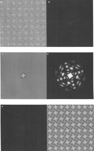Image averaging in 2D crystal In 2D crystal, one can extract amplitudes and phases from peaks of FT (contributed by the identical repeats of structural motif) and