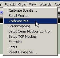 You will have to play with your mode selection to get the results you desire.. At this point you should go to go to Function Cfg s at the top of Mach and choose calibrate MPGs.