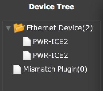 4.1 CONNECTING TO A PWR-ICE AMPLIFIER To connect to an amplifier, expand the Ethernet Device node of the Device Tree, as shown below.