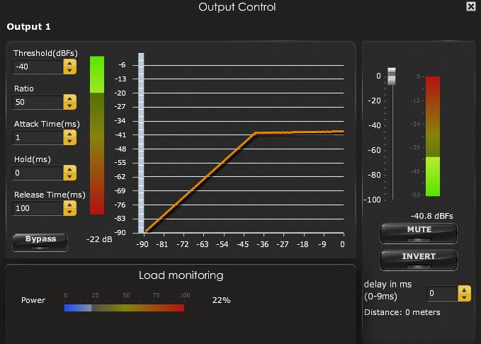 3.1.10 Compressor /Limiter PWR-ICE125 Manual Typical Comp/Limiter settings Comp/ Limiter metering shows real time amount of attenuation by comp/limiter Comp/ Limiter chart Bypass Comp/ Limiter A