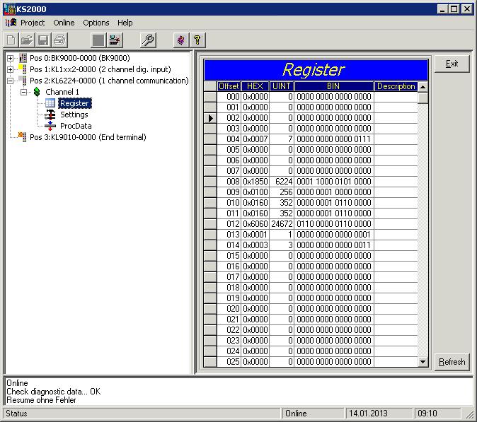KS2000 Configuration Software 4.3 Register You can access the registers of the directly under Register.