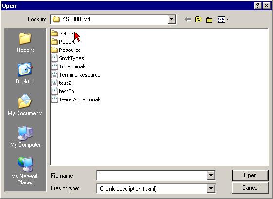 KS2000 Configuration Software Fig. 26: Selecting the XML file Select the XML file for the required sensor and open it. Now continue scanning the IO-Link ports (see above [} 27]).