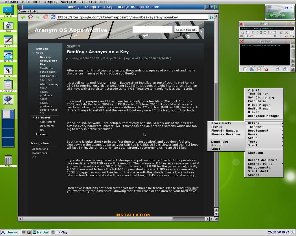 BeeKey / BeePi Live distribution of ARAnyM for PC / Mac