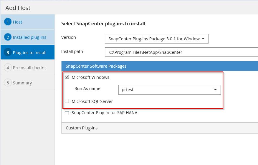 record from the list to use the selected credentials to run the installation of the plug-in for Windows.