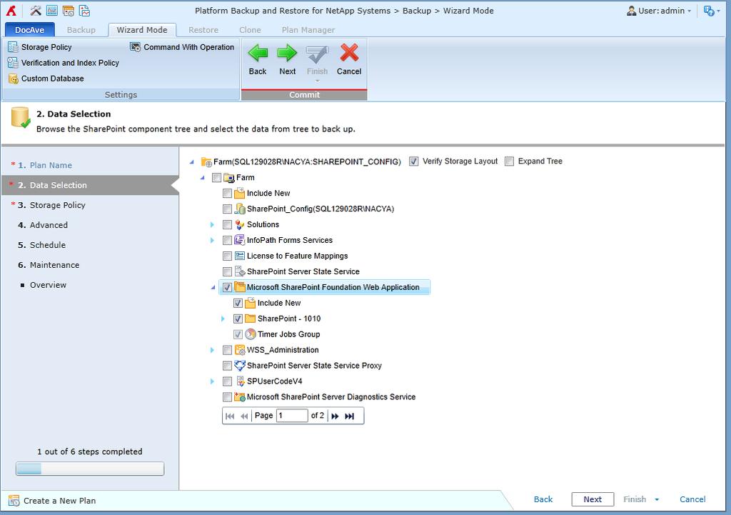 Figure 11: The objects for backup. In addition, you can use the Custom Database feature to manually add custom databases that are not listed to the SharePoint component tree.