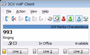 Answering Calls As soon as a call comes in, 3CX VOIP client will ring and show the incoming call on the screen of the phone.