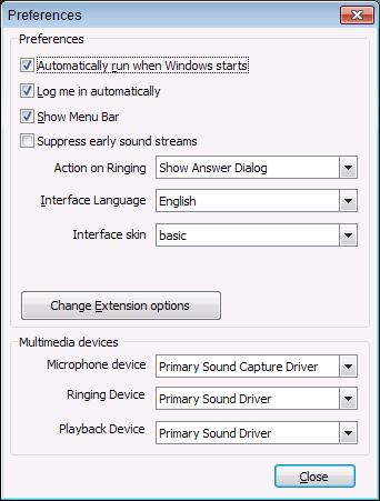 Screenshot 15 - Preferences You can also configure the following options for 3CX VOIP client: Tick the option Automatically start 3CX VOIP client when Windows starts, so that 3CX VOIP client will