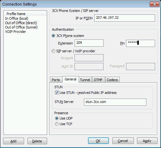 Configuring a direct remote connection Using the direct mode requires that your administrator has setup the firewall in front of 3CX Phone System correctly, as well as that your NAT device can handle