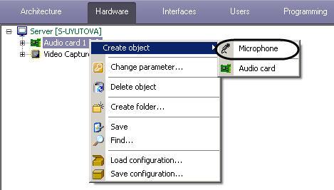 8. 9. Click the right mouse button on selected Audio Card object and choose
