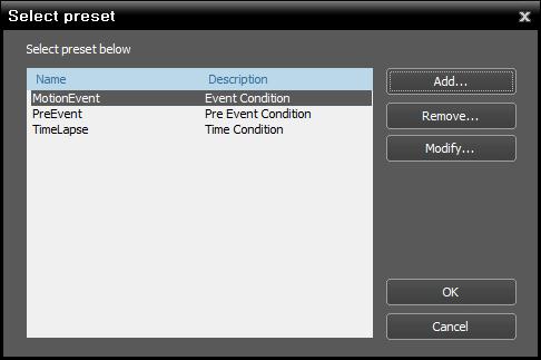 inex Basic Setting up Event-Based Recording During Event or Pre-Event recording, the inex system records based on the event detection for the scheduled time. 1.