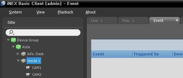 If the Event tab is not on the tab panel, go to the System menu, click New Tab and Event. 1.