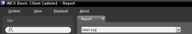 Log search is supported in the Report panel. If the Report tab is not on the tab panel, go to the System menu, click New Tab and Report. The various types of log entries are displayed.