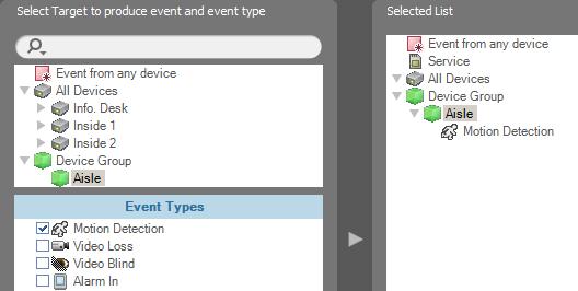 inex Basic Event from any device: Select to record video when user-defined types of events are detected.