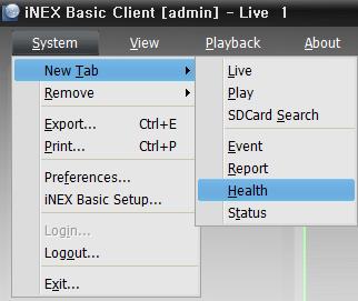 inex Basic Chapter 9 System Health & Status Monitoring You can simultaneously check the system status and device status of registered devices. First, check the following and run the Client program.
