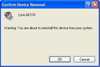 its + sign: 5. Right click on Lynx AES16 and choose Uninstall 6.