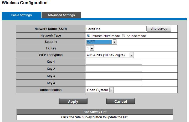 WEP WEP is a basic encryption method that is not as secure as WPA. Tx Key - Select a key from the drop-down menu.
