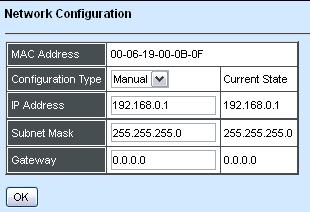 4.4.1 Network Configuration Select option Network Configuration from the Network Management menu. The Network Configuration page appears.