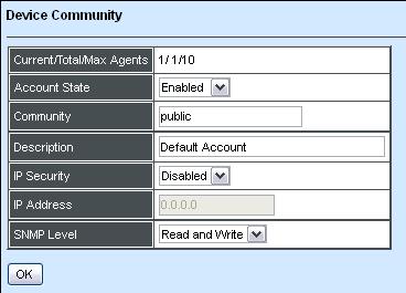 Specify: Current: Current registered community number. Total: Total registered community user number. Max Users: Maximum available registered community number, default 10.